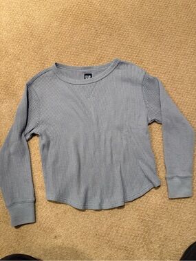 GAP Waffle Long-Sleeve Top in Light Blue